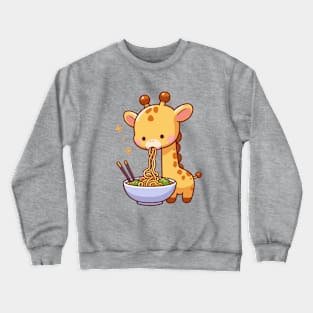 Cute giraffe eat a bowl of ramen Crewneck Sweatshirt